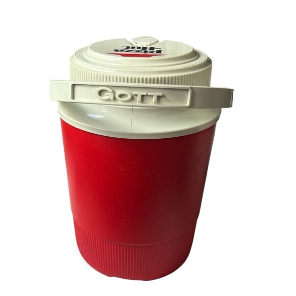 Vintage Gott 1980's Pizza Hut Logo Half Gallon Red Water Cooler Jug Model 1502 - Picture 2 of 4